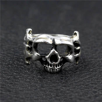 

Little Devil Hollow Ring 925 Sterling Silver Thai Silver Handmade Gothic Punk Motorcycle Style Men