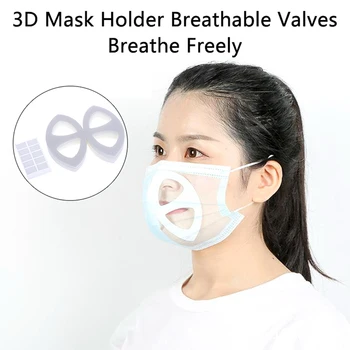 

8Pc/Set Help Mask Inner Cushion Bracket Food Grade Silicone Mask Holder Breathable Valves 3D Mouth Mask Support Breathing Assist