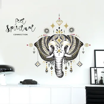 

Nordic Style Jewelry Religious Elephant Cartoon Animal Wall Stickers for living Room Bedroom Art Decals Kids Room Large Murals