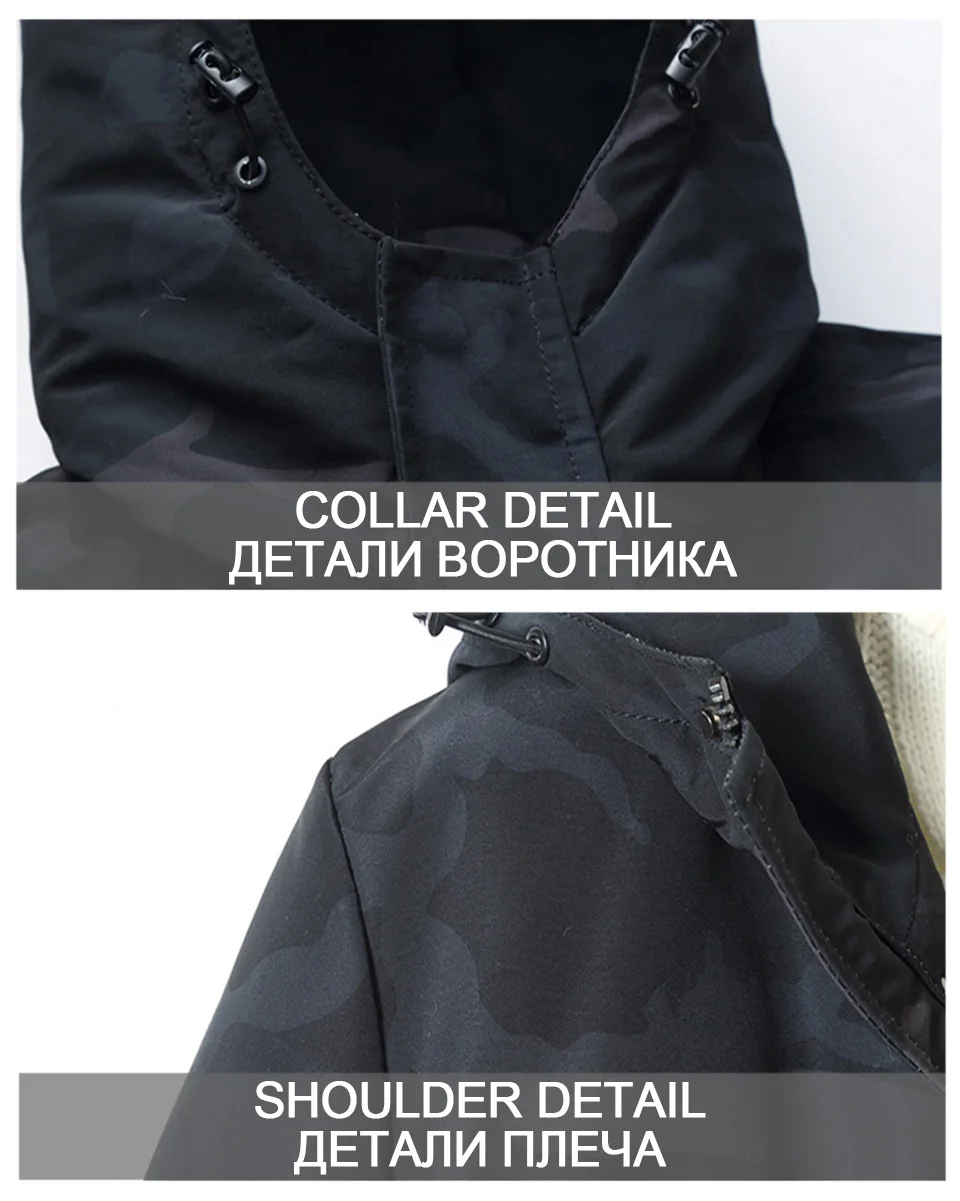 Новинка 2019 года зимняя парка для мужчин толстые теплые ветрозащитные пальто мужской с капюшоном камуфляж Длинные куртки брендовая одежда