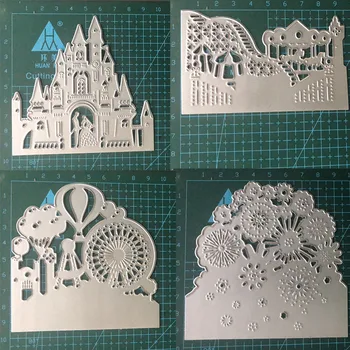 

Carousel Ferris Wheel Hot Air Balloon Church Dies For DIY Scrapbooking Wedding Embossing Paper Cards Making Crafts Die Cut