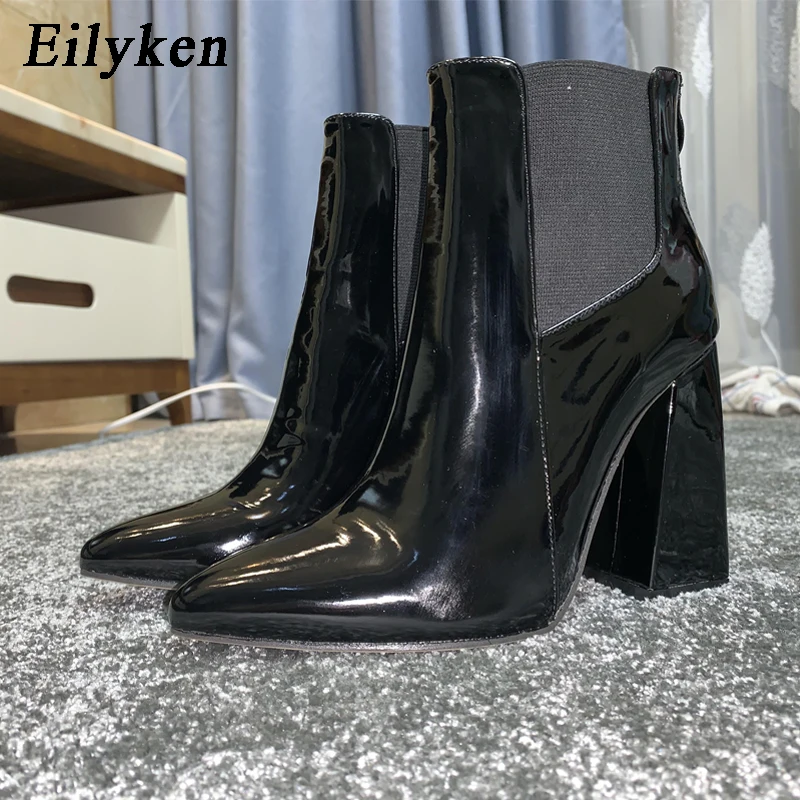 Eilyken/Новые ботильоны осенне-зимние женские кожаные ботинки с острым носком модная обувь на молнии г. Женская обувь на высоком каблуке, обувь с коротким голенищем