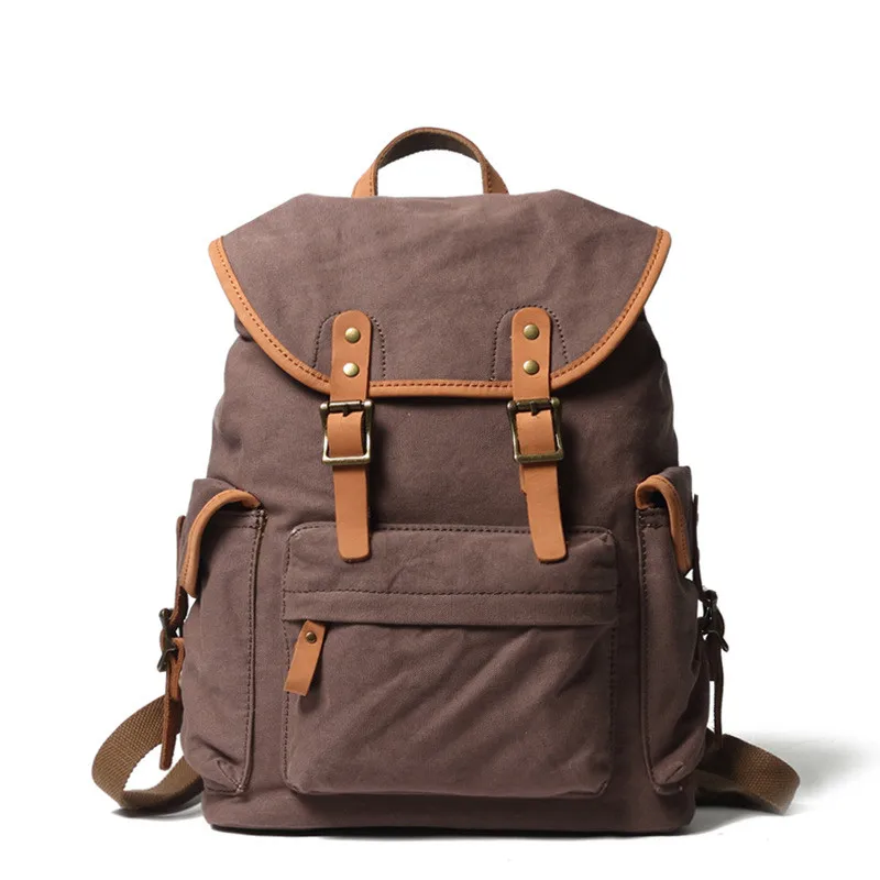 Canvas Rucksack Women Backpack Women School Waterproof Canvas Backpack Rucksack Travel Outdoor - Color: Chocolate