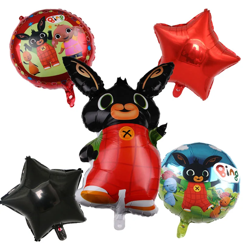 5pcs 1 шт. 18 дюймов Bing кролик фольги Воздушные шары мультфильм кролик баллоны baby shower с днем рождения украшения поставки детская игрушка Globos - Цвет: 5pcs