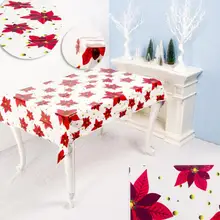 1 шт., водонепроницаемая Рождественская скатерть из ПВХ с принтом, прямоугольная одноразовая скатерть, прозрачная скатерть, коврики для кухни QA 273