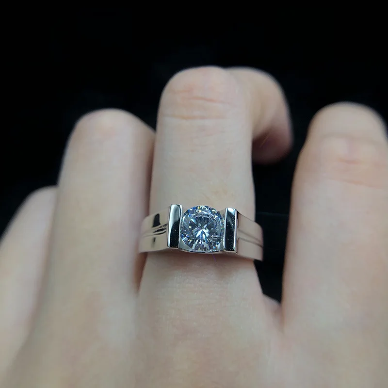 1ct карат SONA CZ обручальные кольца мужские высококачественные круглые S925 серебряные обручальные кольца мужские модные ювелирные изделия