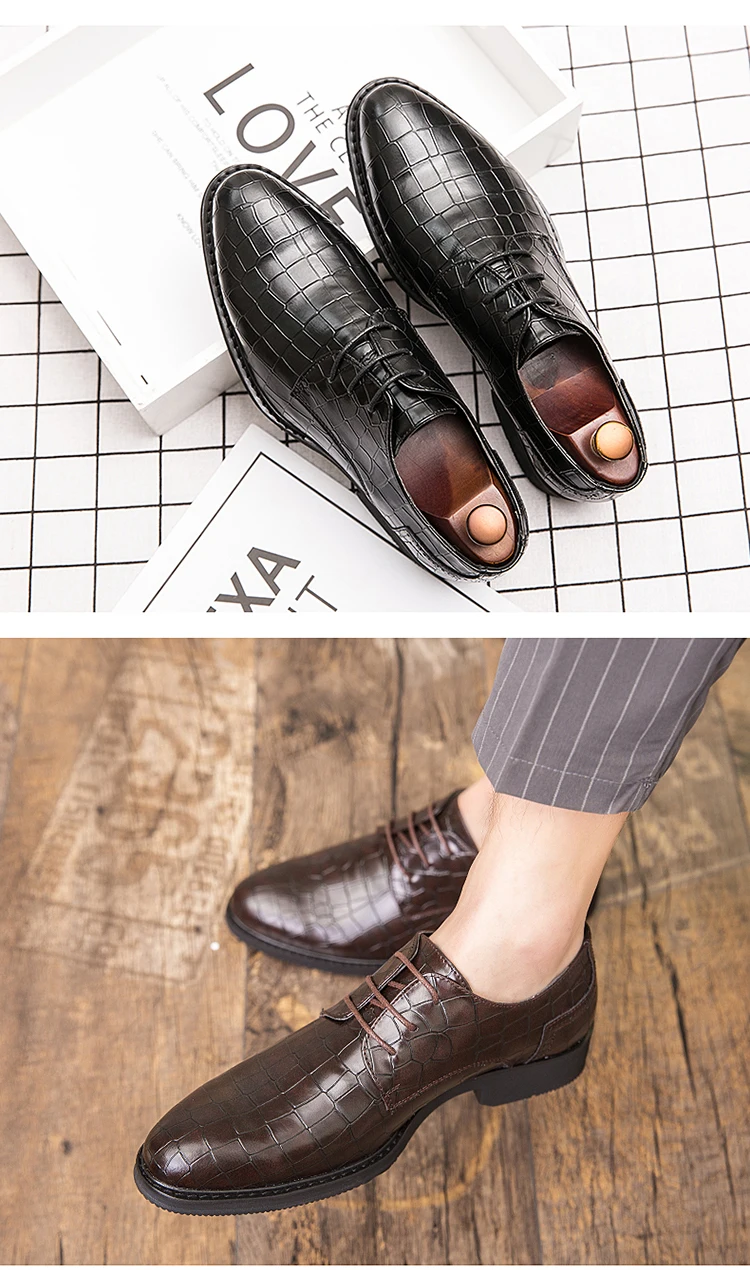 Размеры 38-47; Мужская официальная обувь; стильные удобные мужские туфли-оксфорды в деловом стиле;# XF6810