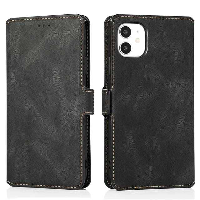 thumbnail image 1 of Funda de cuero con tapa para iPhone, carcasa con soporte para tarjetas, 15, 14, 13, 12 Mini, 11 Pro, XS, MAX, X, XR, 8, 7, 6s, 6 Plus, 5, 5s, SE, 2020, 2022, 1 of 5