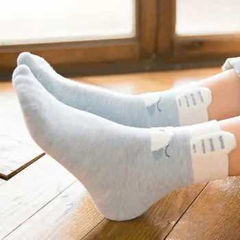 

5 Pairs Of Socks Set Christmas Socks harajuku calcetines Cartoon Stereo Ear Cute Animal Pattern Socks Women Cotton calcetiness