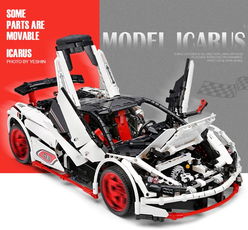 1932 шт белый RC Technic гоночный автомобиль ICARUS Supercar Veneno кирпичи родстер MOC-3918 строительные блоки Развивающие игрушки 20087 подарки