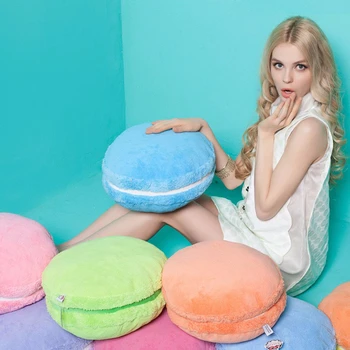 

Hot sale Round Soft Plush Filled Pillow Soft Cushion 15'' Macaron Shape Gift Home Decor macaron pillow