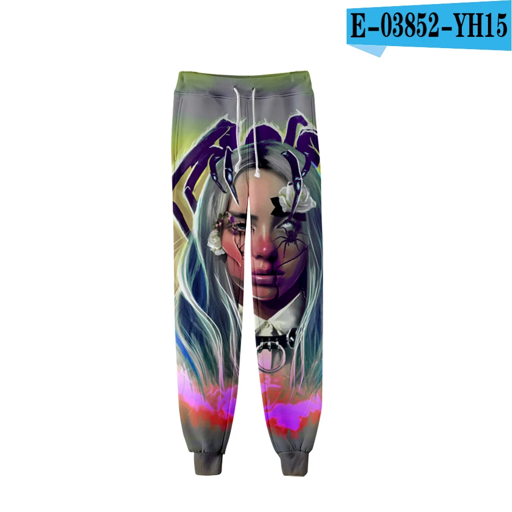 Новинка Billie Eilish Harajuku/модные брюки с 3D рисунком для мужчин и женщин; сезон осень-зима; Повседневный комфортный для мальчиков и девочек с 3D рисунком; черные спортивные штаны - Цвет: 3D pants