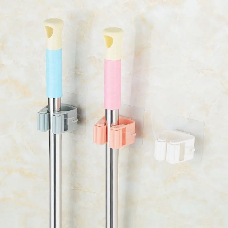 Wall Mounted Mop Organizer Holder Brush Broom Hanger Home Storage Rack Bathroom Suction Hanging Pipe Hooks Household Tools