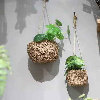

1Pc 7x7x6cm/10x10x9cm Mini Storage Basket Hemp Cord Twisted Hemp Storage Blanket for Plants Storage