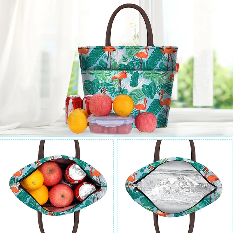 Aosbos Fashion Portable Insulated Canvas Lunch Bag Thermal Food Picnic Lunch Bags for Women kids Men Print Cooler Box Bag