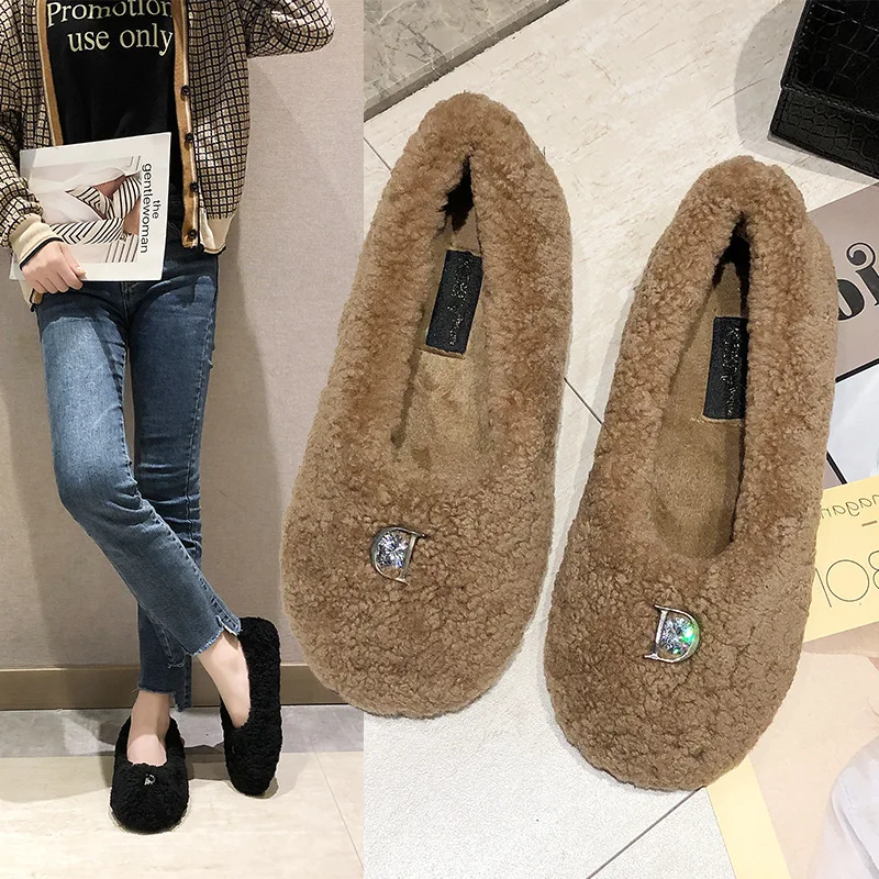 

Warm 2019 Peas Autumn Shoes Korean-style Fluffy Shoes Women's Fashion WOMEN'S Shoes Versatile New Style Shoes Women's round-Toe