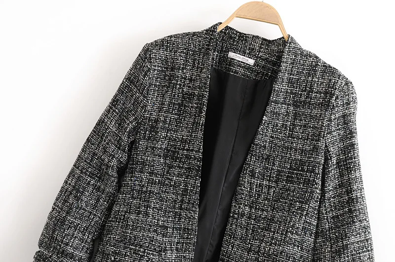 

Europe And America WOMEN'S Dress 2019 Spring And Autumn New Style Fashion Elegant Herringbone Sleeves Suit Jacket Women's W254