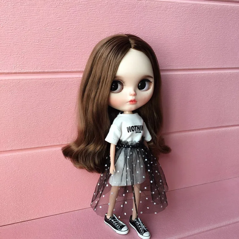 Новинка Одежда для кукол Blyth bjd длинная футболка + кружевная юбка платье Барби
