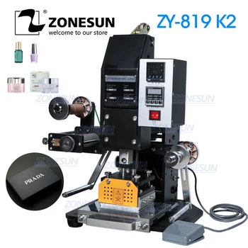 Best ZONESUN 819k2 116*120mm Pneumatic Automatic Hot Foil Stamping Machine Leather Gift Box Business Card LOGO Creasing Machine