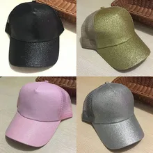 1 шт. сетчатые шляпы блестящие флуоресцентные летние панамки женские блестки Модные грязные булочки Snapback конский хвост бейсболка