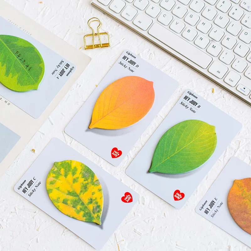 

5pcs Novelty Leaf Sticky Notes Mini Adhesive Memo Pad Green Leaves Maple Post Sticker Marker It Book Notepad Office School A6953