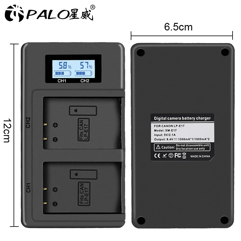 

PALO 100% Original LPE17 LP E17 LP-E17 LCD USB Dual Charger for Canon EOS 200D M3 M6 750D 760D T6i T6s 800D 8000D Kiss X8i Camer