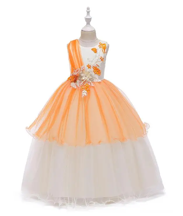Vintage Flower Girls Dress for Wedding Evening Children Princess Party Pageant Long Gown Kids Dresses for Girls Christmas Cloth