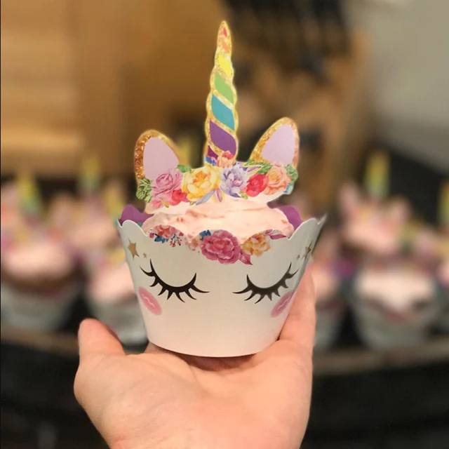 קשת Unicorn Cupcake אורזי עוגת טופר חד קרן מסיבת יום הולדת עוגת קישוטי ילדים תינוק מקלחת Unicorn ספקי צד 2