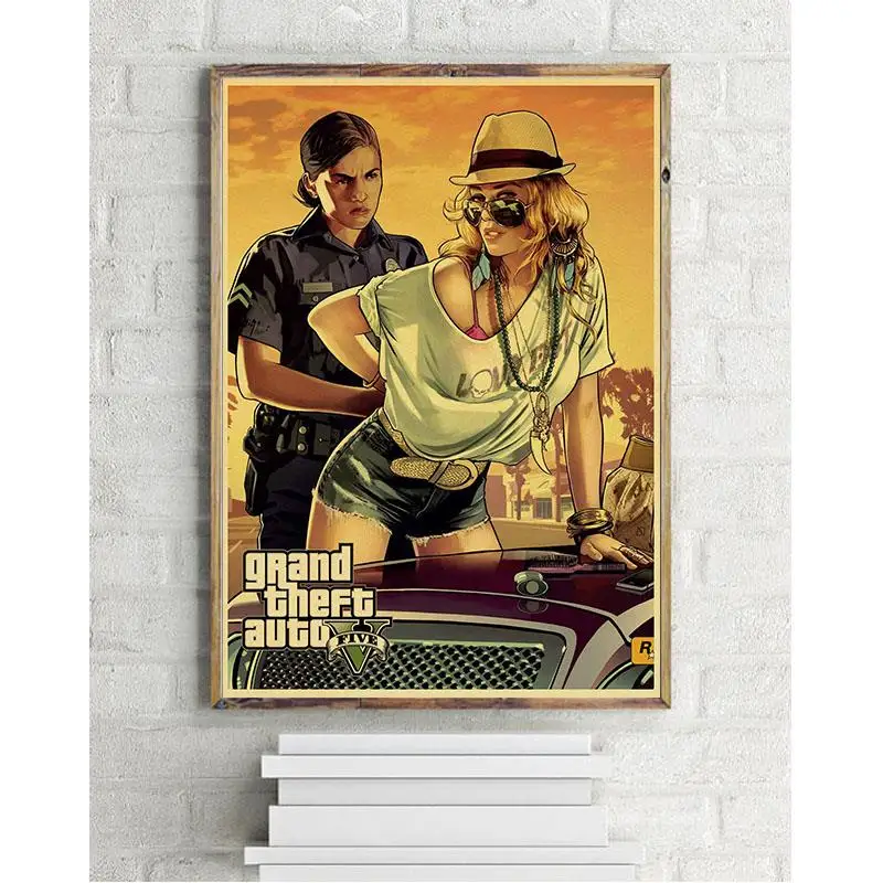 Grand Theft Auto GTA 5 игра ретро крафт-бумага плакат печатные настенные картины для гостиной винтажные декоративные наклейки на стену