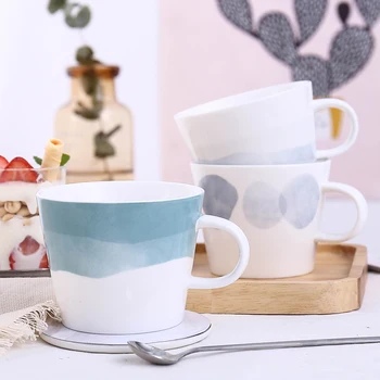 

Simple Coffee Mug Breakfast Nordic Spoon Couple Insulated Coffee Mug Friends Cute Travel Kawaii Kubek Tea Cup Set XX60CM