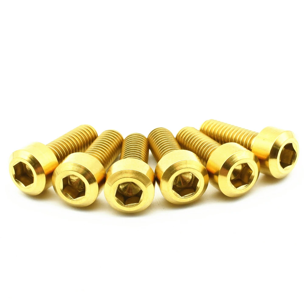 Титановый болт M5x16mm, переключатель большого пальца Ti, несколько золотых головок, Шестигранная головка, Ti винты, Ti крепежные детали Tc4, 6 шт