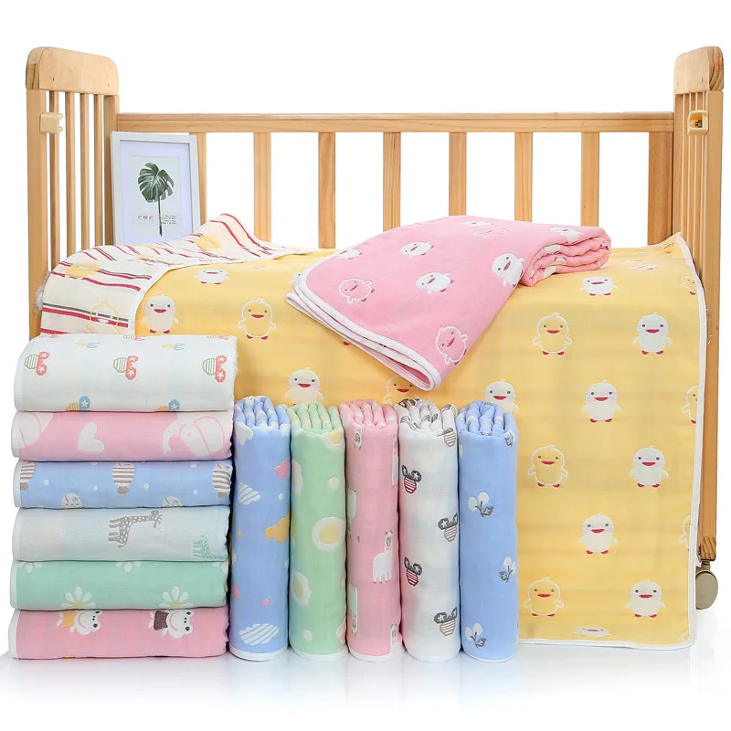 

BABY'S Bath Towel Baby Children Spring And Summer Pure Cotton Six-layer Gauze Children's Quilt 6-Layer Cartoon BABY'S Bath Towel