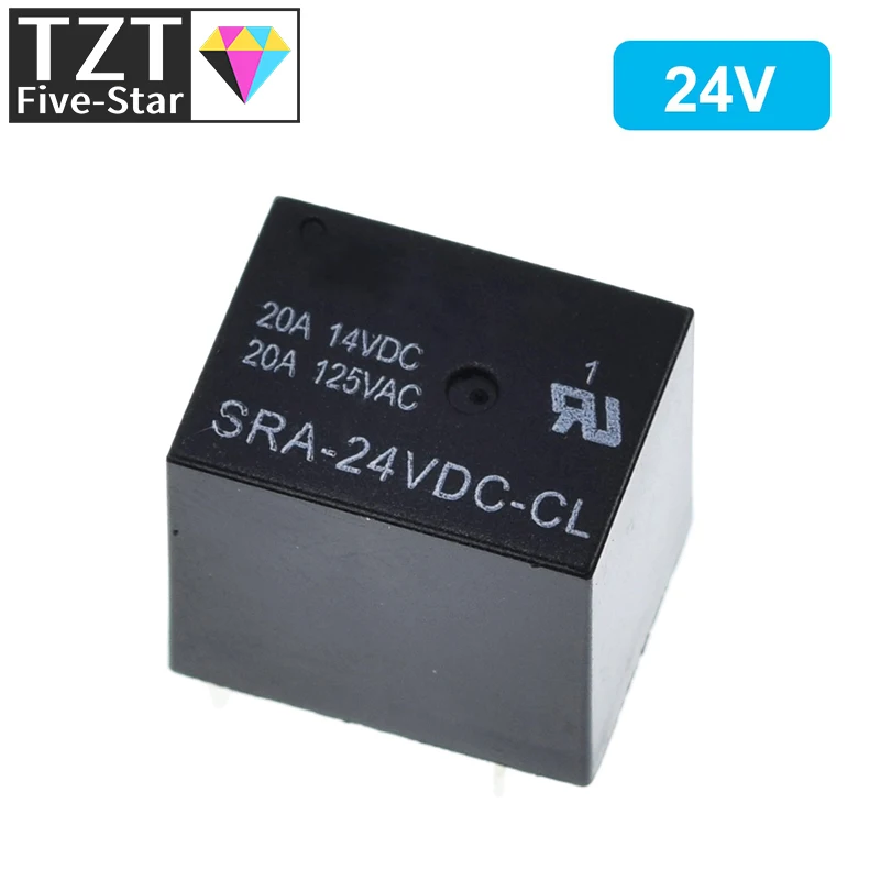 5/10 Stücke 5 V 12 V 24 V 20A DC Leistungsrelais SRA-05VDC-CL SRA-12VDC-CL SRA-24VDC-CL 5Pin PCB Typ Auf lager Schwarz Automobil relais – Detail 9