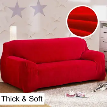 

Plush Solid Color Sofa Bed Full Protective Cover Couch Wrapping Sleeve Slipcover