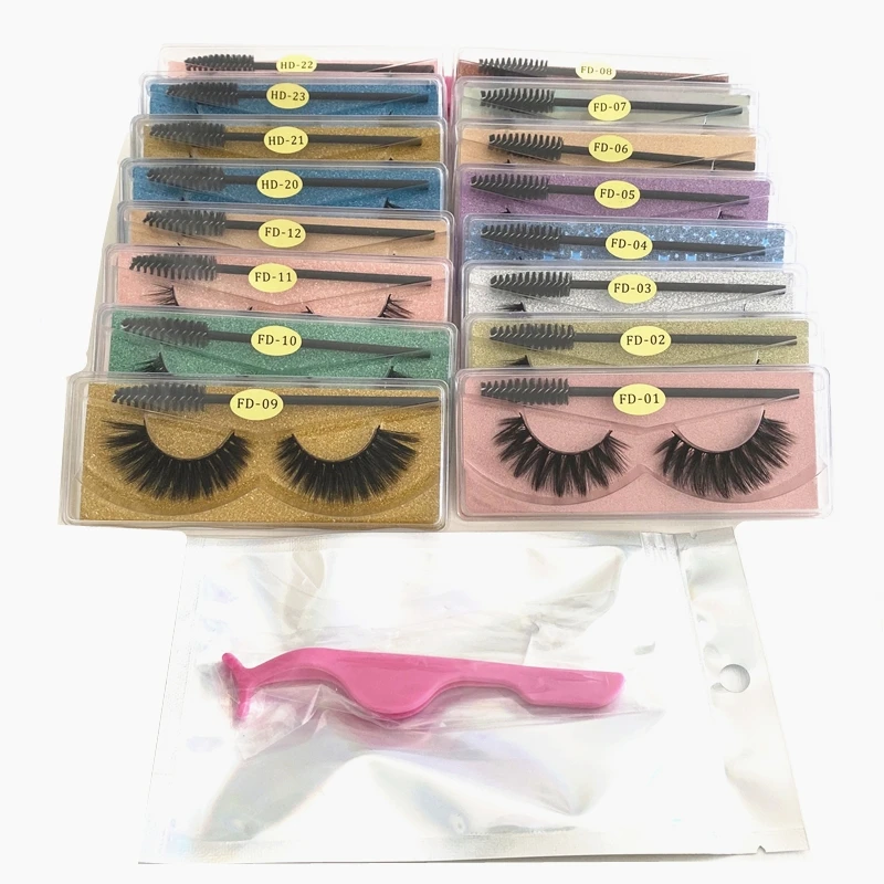 

New Styles Natural False Eyelashes Soft Light False 3D Mink Eyelash Glitter Eyelash Extension Mink Lashes With Eyelash Tweezer