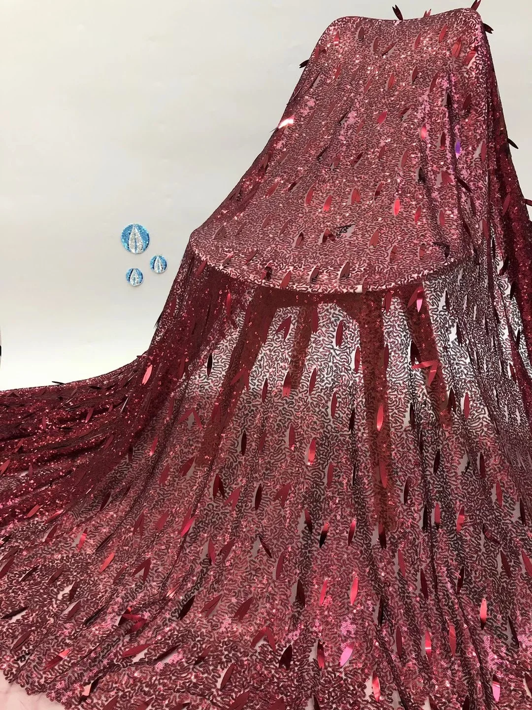 

Shiny Sequin Lace Fabric African Dress Tulle Fabric Designer Fabric High Quality Evening Dress Sewing Garment Fabric XB4640