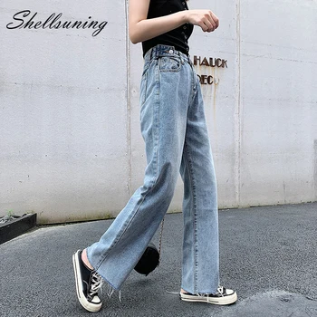 

Shellsuning Wide Leg Pants Straight Drape Women Jeans Casual Loose High Waist Elegant Old Pant Vintage Korean Female Trousers