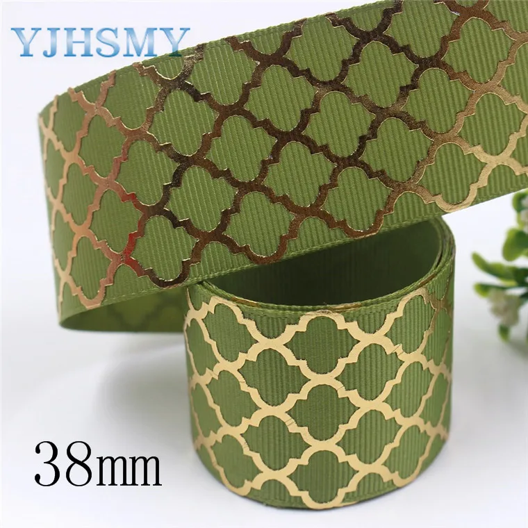 I-19814-1927 YJHSMY I-19814-1927, 38 мм, 5 ярдов сплошной цвет золочение плед теплопередачи ГРУ ленты, лук DIY аксессуары - Цвет: I-19814-1927