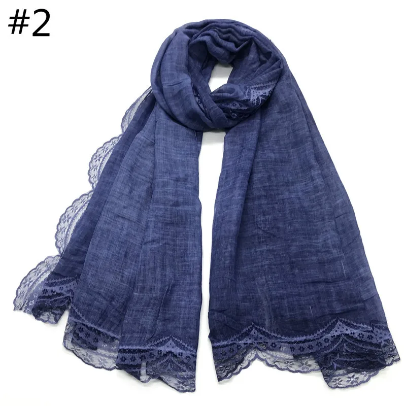 

2020 Woman Scarves Cotton Plain Lace Scarf Wrap Scarf