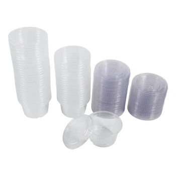 

50Pcs Disposable Sauce Cups Plastic Clear Sauce Chutney Ketchup Cup With Lid Food Takeaway Storage Boxes Food Container