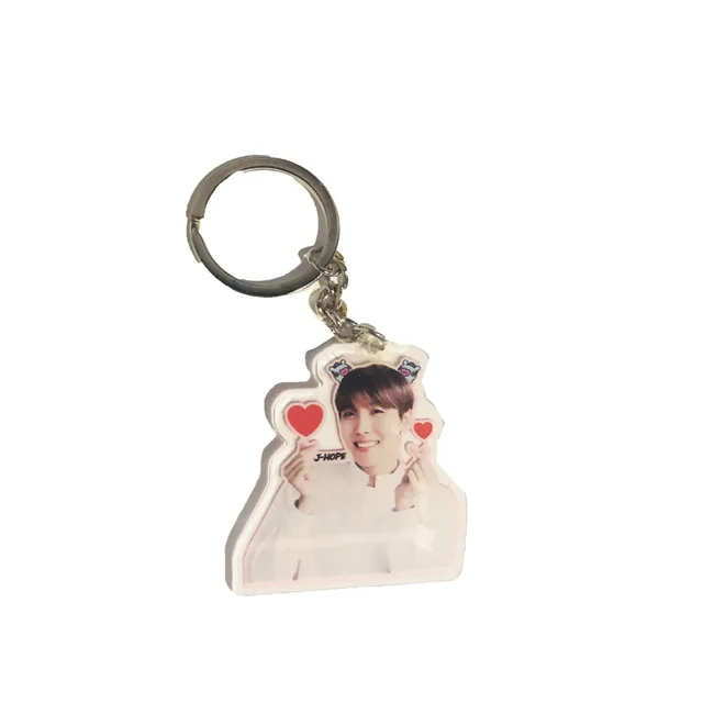 Белый Милый мультфильм изображение альбом карта душа акриловый jungkook брелок J-HOPE V SUGA JIN RM JIMIN брелок - Цвет: Белый