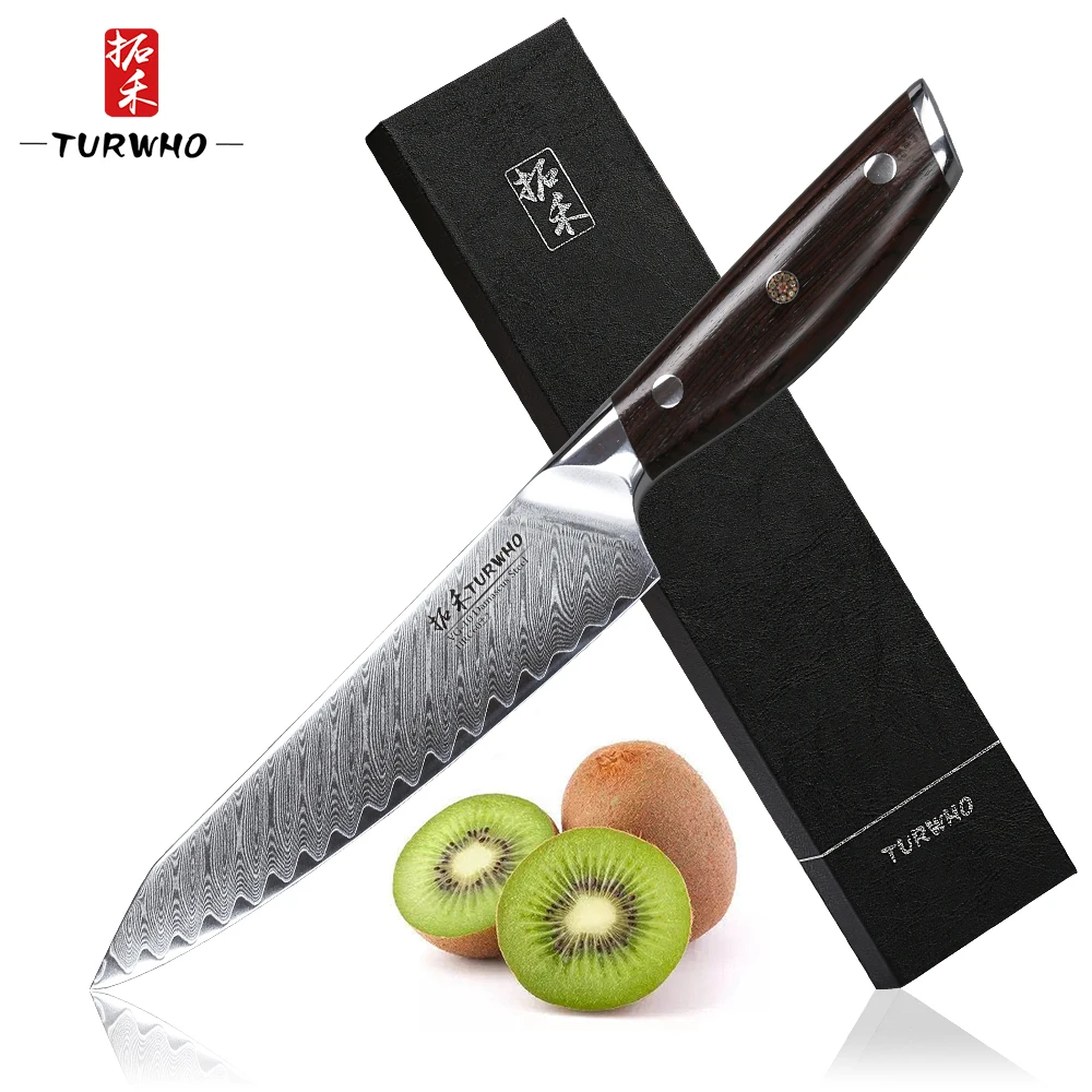 TURWHO " дюймовый универсальный нож 67 слоев японской дамасской стали кухонный нож для очистки овощей Ножи с красной ручкой сандалового дерева