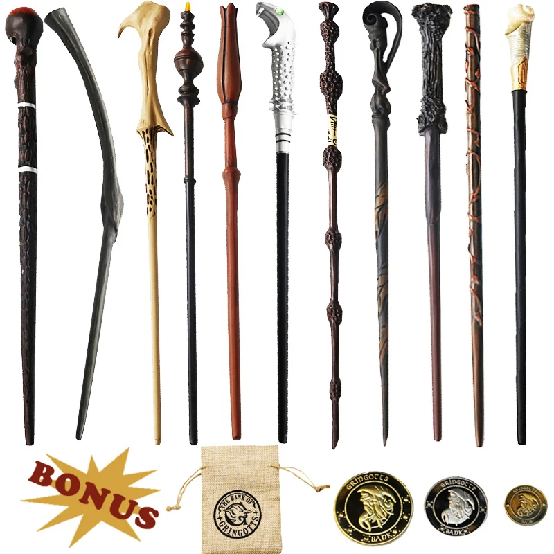 

28Kinds Of Metal Core Magic Wand Cosplay Bellatrix Hermione Dumbledore Magical Wand Gold Coin Purse As Gift Bouns Without Box
