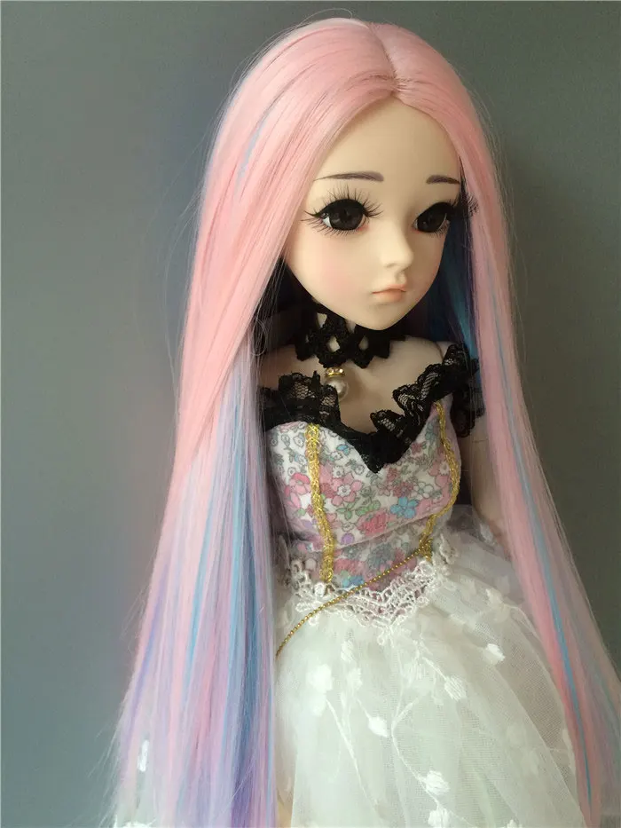 4 only wig 1/3 1/4 1/6 1/8 bjd sd кукла длинные прямые волосы высокотемпературные волосы синие куклы парик мульти-цветная кукла аксессуары - Цвет: 4 only wig