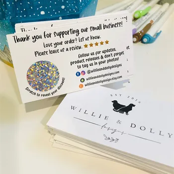 

Personalize Logo Double Sided Social Media Cards, Custom Thank You Scratch Off Cards,Small Business Review Cards