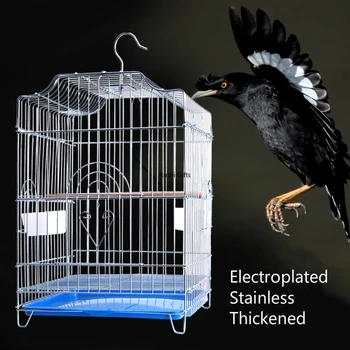 

Thickened Electroplated Stainless Steel Bird Cages Large Parrot Cage Myna Thrush Pigeon Parrot Cage Bird Supplies Bird House