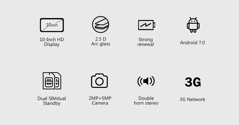 2019 Новый 10-дюймовый планшетный ПК 3g android 7,0 4 ядра, 4 Гб Оперативная память 32 GB Встроенная память, Wi-Fi, gps Bluetooth 10,1 ips 1280*800 Анри RS10 2.5D планшет