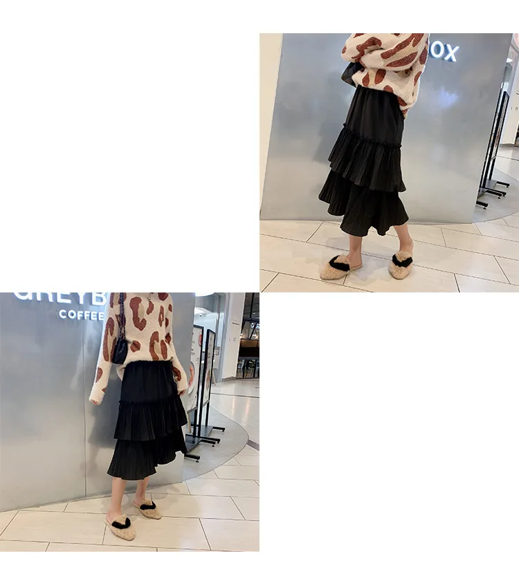Customizable Spring New Style High-waisted Cake Dress Women's Mid-length Flounced Pleated Skirt F5732