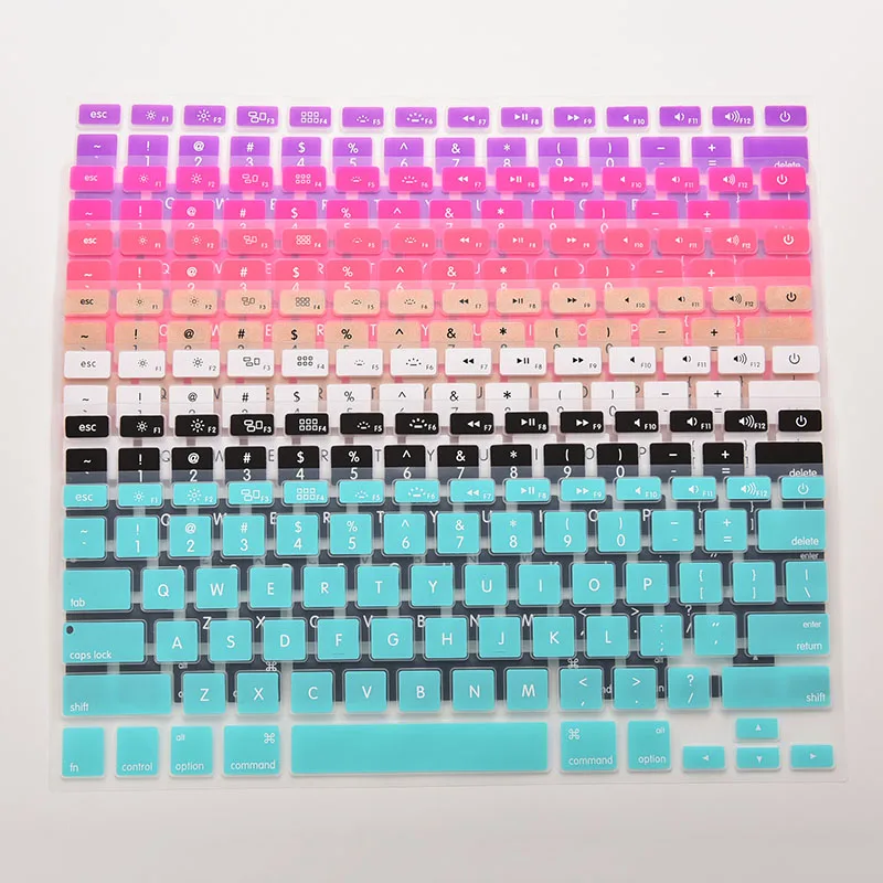 7 Candy Colors Silicone Keyboard Cover Sticker For Macbook Air 13 Pro 13 15 17 Protector Sticker Film-3