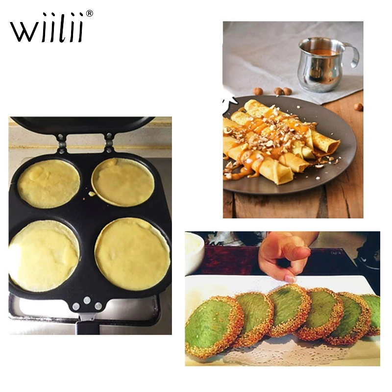 Wiilii 4 чашки яичная чугунная сковорода антипригарная с длинной ручкой для печки